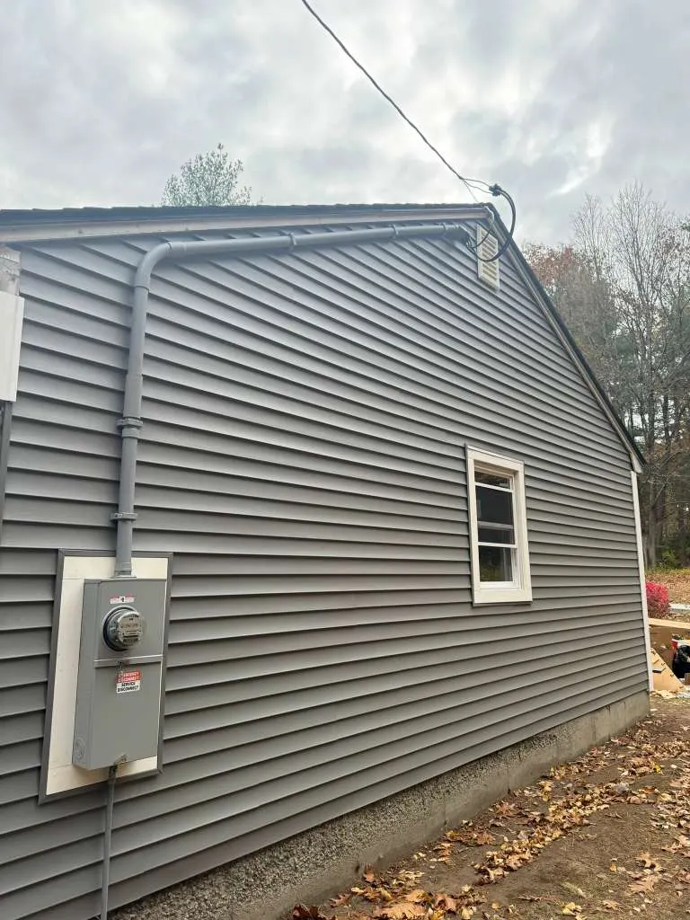 Gray siding on a home in Framingham, Massachusetts