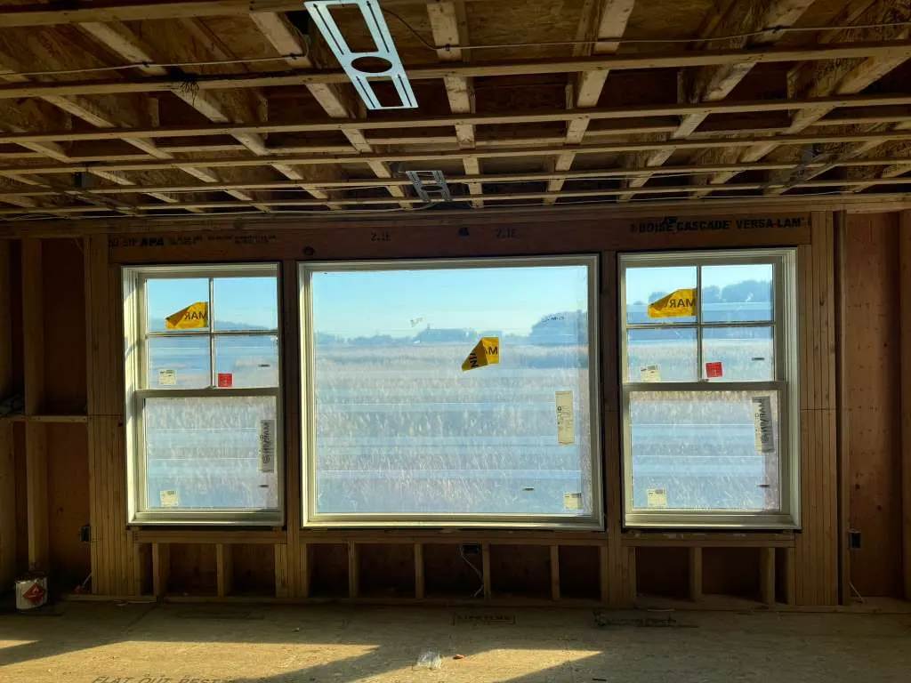 Window opening prepared for interior trim
