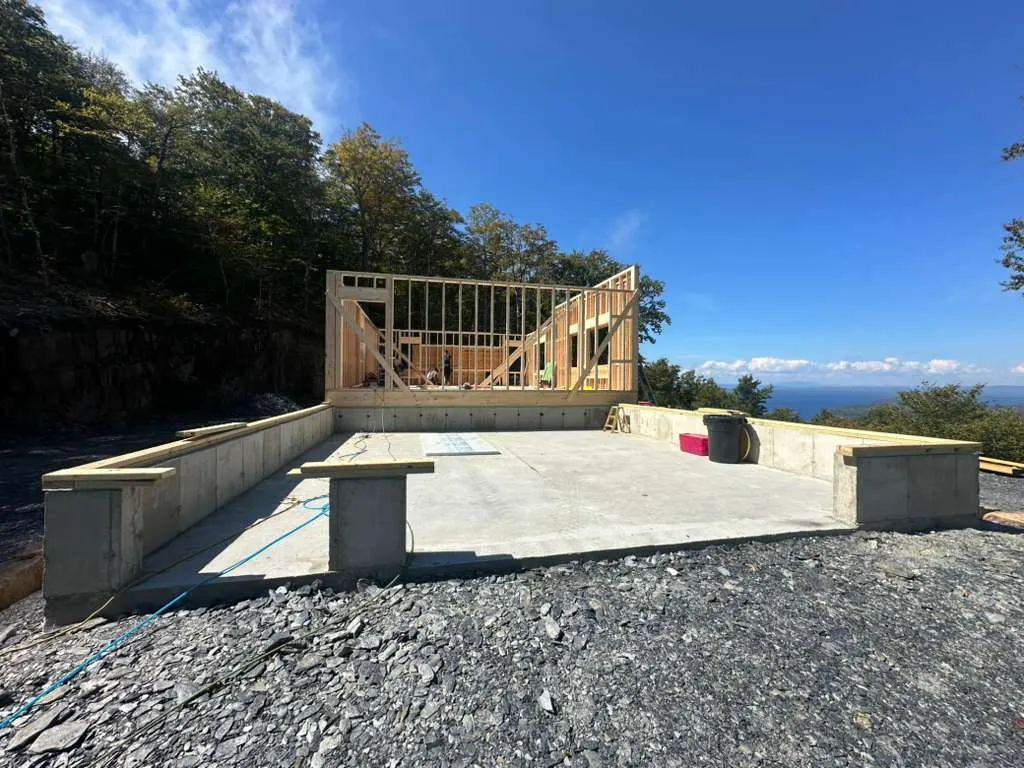 Foundation and deck framing on a Massachusetts property